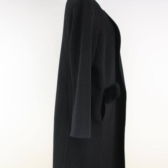 Lafayette 148 Black Cashmere & Rabbit Fur Coat – NWOT Women’s Large Quiet Luxury - Picture 10 of 14